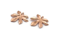 Rose Gold Leaf Pendant, 3 Rose Gold Plated Brass Leaf Pendants, Charms, Earrings, Findings (26x22x1.8mm) BS 2209 Q0365