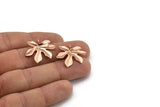 Rose Gold Leaf Pendant, 3 Rose Gold Plated Brass Leaf Pendants, Charms, Earrings, Findings (26x22x1.8mm) BS 2209 Q0365