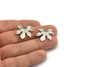 Silver Leaf Pendant, 3 Silver Tone Leaf Pendants, Charms, Earrings, Findings (26x22x1.8mm) BS 2209 H0405