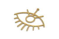 Brass Eye Charm, 6 Raw Brass Eye Charms With 1 Loop, Pendants, Earrings (42x38x1mm) D0649