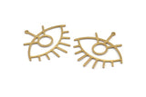 Brass Eye Charm, 6 Raw Brass Eye Charms With 1 Loop, Pendants, Earrings (42x38x1mm) D0649