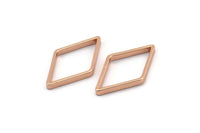 Rose Gold Diamond Charm, 12 Rose Gold Plated Brass Wide Cut Open Diamond Ring Charms (14x24x0.8x2mm) D0139 Q0370