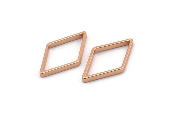 Rose Gold Diamond Charm, 12 Rose Gold Plated Brass Wide Cut Open Diamond Ring Charms (14x24x0.8x2mm) D0139 Q0370