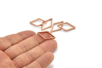Rose Gold Diamond Charm, 12 Rose Gold Plated Brass Wide Cut Open Diamond Ring Charms (14x24x0.8x2mm) D0139 Q0370