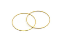 48mm Circle Connectors, 12 Raw Brass Circle Connectors (48x1x1mm) A4074