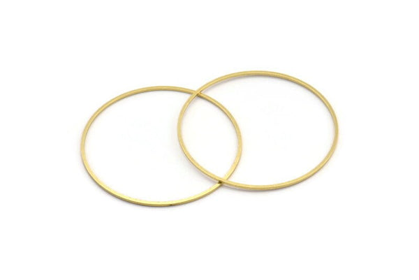 48mm Circle Connectors, 12 Raw Brass Circle Connectors (48x1x1mm) A4074