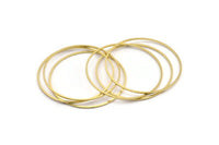 48mm Circle Connectors, 12 Raw Brass Circle Connectors (48x1x1mm) A4074