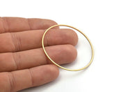 48mm Circle Connectors, 12 Raw Brass Circle Connectors (48x1x1mm) A4074