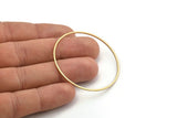 48mm Circle Connectors, 12 Raw Brass Circle Connectors (48x1x1mm) A4074