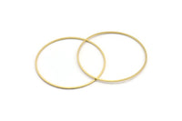 52mm Circle Connectors, 12 Raw Brass Circle Connectors (52x1x1mm) A4075