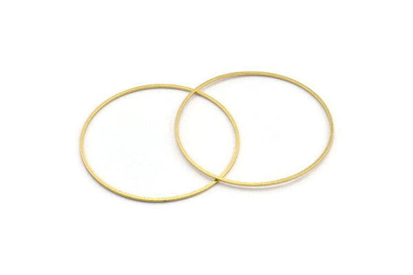 52mm Circle Connectors, 12 Raw Brass Circle Connectors (52x1x1mm) A4075