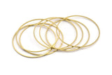 52mm Circle Connectors, 12 Raw Brass Circle Connectors (52x1x1mm) A4075