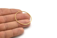 37mm Circle Connectors, 24 Raw Brass Circle Connectors (37x1x1mm) A4066