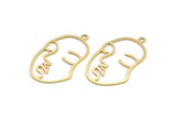 Brass Face Charm, 6 Raw Brass Face Shape Charms With 1 Loop, Pendant, Earrings, Findings (46x28x0.8mm) BS 1160