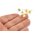 Brass Triangle Earring, 12 Raw Brass Triangle Stud Earrings (8x1mm) A3609