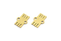 Brass Ethnic Charm, 50 Raw Brass Ethnic Motif Charms With 2 Loops, Earring Charms, Connectors (11x7x0.60mm) A4091