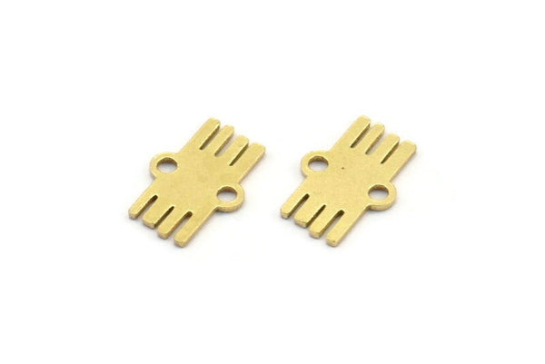 Brass Ethnic Charm, 50 Raw Brass Ethnic Motif Charms With 2 Loops, Earring Charms, Connectors (11x7x0.60mm) A4091