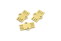 Brass Ethnic Charm, 50 Raw Brass Ethnic Motif Charms With 2 Loops, Earring Charms, Connectors (11x7x0.60mm) A4091