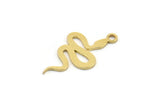 Brass Snake Charm, 50 Raw Brass Snake Shaped Charms With 1 Loop, Pendants, Findings (19x11x0.60mm) A4090