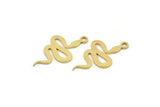 Brass Snake Charm, 50 Raw Brass Snake Shaped Charms With 1 Loop, Pendants, Findings (19x11x0.60mm) A4090