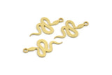 Brass Snake Charm, 50 Raw Brass Snake Shaped Charms With 1 Loop, Pendants, Findings (19x11x0.60mm) A4090