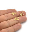 Brass Snake Charm, 50 Raw Brass Snake Shaped Charms With 1 Loop, Pendants, Findings (19x11x0.60mm) A4090