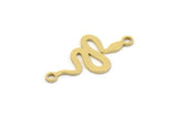Brass Snake Charm, 50 Raw Brass Snake Shaped Charms With 2 Loops, Pendants, Connector Findings (21x11x0.60mm) A4086