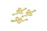 Brass Snake Charm, 50 Raw Brass Snake Shaped Charms With 2 Loops, Pendants, Connector Findings (21x11x0.60mm) A4086