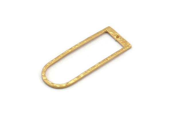 D Şekilli Halkalar, 1 Delikli 2 Altın Kaplama Pirinç Çekiçlenmiş D Şekilli Konnektör, Halkalar (47x18x1,4 mm) BS 1894 Q0587