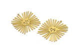 Brass Sun Charm, 4 Raw Brass Sun Charms With 1 Loop, Findings (36x34x0.60mm) A3837