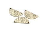 Hammered Half Moon, 4 Hammered Antique Silver Plated Brass Semi Circle Blanks with 2 Holes (30x15x1.2mm) N0390 H0133