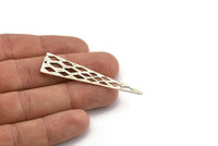 Elmas Dokulu Üçgen, Elmas Şekilli Delikli 3 Antik Gümüş Kaplama Üçgen Kolye, Kabile Küpesi Buluntusu (59x14x1mm) N0131 H0230