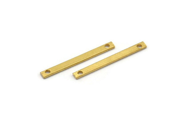 Brass Flat Connector, 50 Raw Brass Bars With 2 Holes (20x2x0.80mm) Bs 1190--a0861