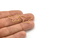 Butterfly Wire Charm, 50 Raw Brass Butterfly Connectors (22x16mm) Bs 1162