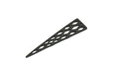 Diamond Textured Triangle, 2 Oxidized Brass Black Triangle Pendant with Diamond Shape Holes, Tribal Earring Finding (59x14x1mm) N0131 S144