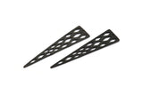 Diamond Textured Triangle, 2 Oxidized Brass Black Triangle Pendant with Diamond Shape Holes, Tribal Earring Finding (59x14x1mm) N0131 S144