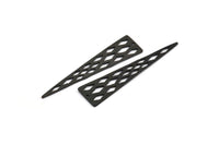 Diamond Textured Triangle, 3 Oxidized Brass Black Triangle Pendant with Rhombus Shape Holes, Tribal Earring Finding (59x14x1mm) N0131 S144