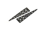 Diamond Textured Triangle, 3 Oxidized Brass Black Triangle Pendant with Rhombus Shape Holes, Tribal Earring Finding (59x14x1mm) N0131 S144