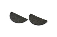 Hammered Half Moon, 2 Hammered Oxidized Brass Black Semi Circle Blanks with 2 Holes (30x15x1.2mm) N0390 S832