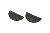 Hammered Half Moon, 2 Hammered Oxidized Brass Black Semi Circle Blanks with 2 Holes (30x15x1.2mm) N0390 S832
