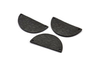 Hammered Half Moon, 2 Hammered Oxidized Brass Black Semi Circle Blanks with 2 Holes (30x15x1.2mm) N0390 S832