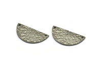 Hammered Half Moon, 2 Hammered Black Plated Brass Semi Circle Blanks with 2 Holes (30x15x1.2mm) N0390 S832