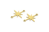 Brass Pole Star Charm, 50 Raw Brass, Brass Charms, Brass Pole Star Charms With 2 Loops, Connector Findings (19x15x0.60mm) A4107