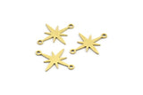 Brass Pole Star Charm, 50 Raw Brass, Brass Charms, Brass Pole Star Charms With 2 Loops, Connector Findings (19x15x0.60mm) A4107