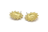 Brass Sun Earring, 2 Raw Brass Sun Stud Earrings, Findings (26x26mm) N2137