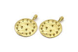 Brass Round Charm, 2 Raw Brass Round Charms With 1 Loop, Pendants, Earring Findings (31x24x1.5mm) N2138
