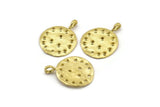 Brass Round Charm, 2 Raw Brass Round Charms With 1 Loop, Pendants, Earring Findings (31x24x1.5mm) N2138