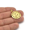 Brass Round Charm, 2 Raw Brass Round Charms With 1 Loop, Pendants, Earring Findings (31x24x1.5mm) N2138