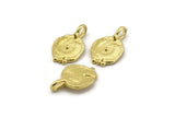 Brass Round Charm, 4 Raw Brass Round Charms With 1 Loop, Pendants, Earring Findings (21x13.5x2mm) N2132