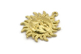 Brass Sun Charm, 2 Raw Brass Sun Shaped Charms With 1 Loop (29x25mm) N2136